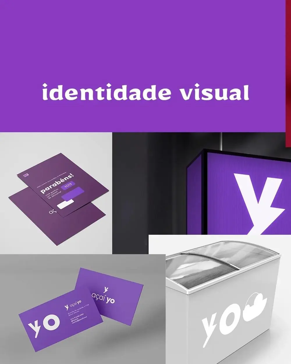 Cupom, cartão, fachada e freezer
