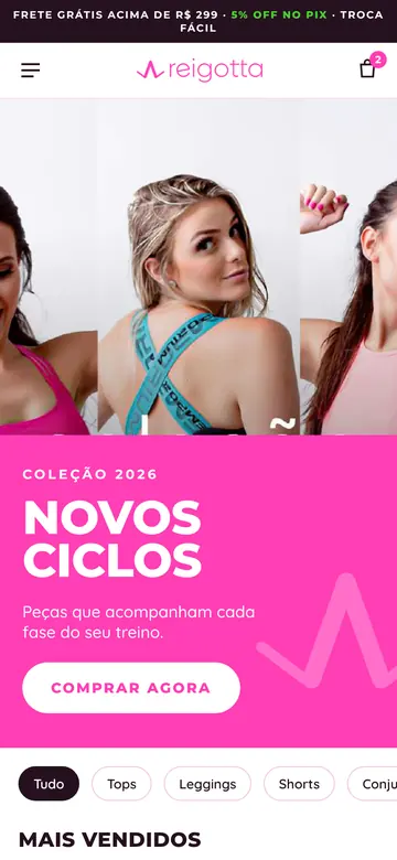 Site de Reigotta no celular